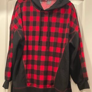 Plaid Red and Black Women's Sweater